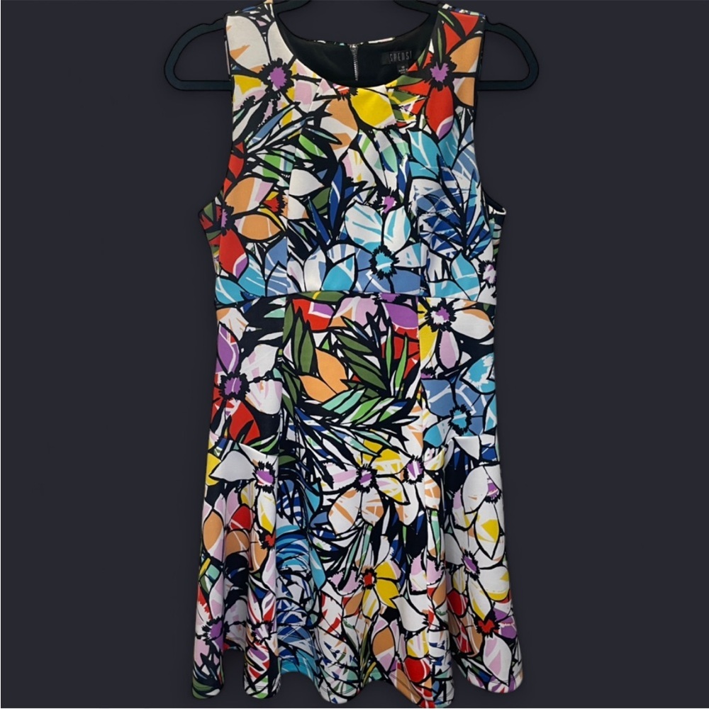 Spense Colorful Floral Sleeveless Mini Dress